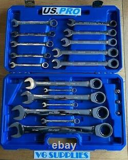 US PRO Tools 20pc Metric Gear Ratchet Combination Spanner Wrench Set, 3236 NEW