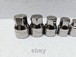 VINTAGE CRAFTSMAN 42801 LOW PROFILE RATCHET WRENCH SOCKETS METRIC SET 8Pc USED