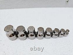 VINTAGE CRAFTSMAN 42801 LOW PROFILE RATCHET WRENCH SOCKETS METRIC SET 8Pc USED