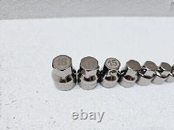 VINTAGE CRAFTSMAN 42801 LOW PROFILE RATCHET WRENCH SOCKETS METRIC SET 8Pc USED