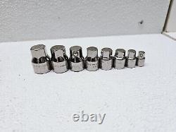 VINTAGE CRAFTSMAN 42801 LOW PROFILE RATCHET WRENCH SOCKETS METRIC SET 8Pc USED