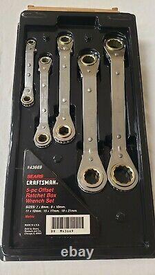 Vintage Craftsman 5 pc Metric Offset Ratchet Box Wrench Set Double Ended MINT