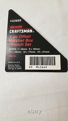 Vintage Craftsman 5 pc Metric Offset Ratchet Box Wrench Set Double Ended MINT