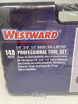 WESTWARD 40JD43 Professional Tool Set SAE and Metric 148-Piece. New Sealed Case