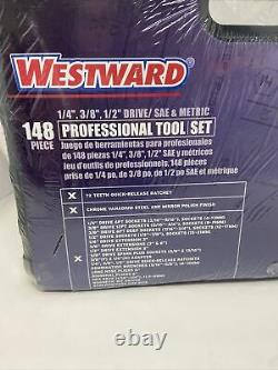 WESTWARD 40JD43 Professional Tool Set SAE and Metric 148-Piece. New Sealed Case