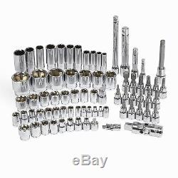 WORKPRO 123PC Metric SAE Sockets Set 3/81/41/2 Drive Ratchet Handle Wrenches
