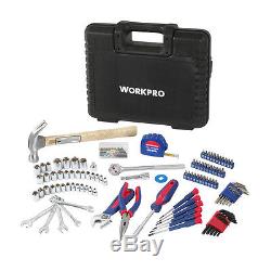 WORKPRO 165PC Handtool Set Bits Ratchet Sockets Wrenches Hex Keys Tool Kit Case
