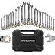 Workpro 22pc Flex-head Ratcheting Wrench Set 72 Teeth Sae 1/4-3/4 Metric 6-18mm