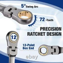 WORKPRO 22PC Flex-Head Ratcheting Wrench Set 72 Teeth SAE 1/4-3/4 Metric 6-18mm