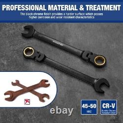 WORKPRO 22PC Ratcheting Wrench Set Combination Wrench Metric 6-18mm SAE 1/4-3/4