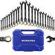 Workpro 22pc Ratcheting Wrench Set Combination Wrench Sae 1/4-3/4 Metric 6-18mm