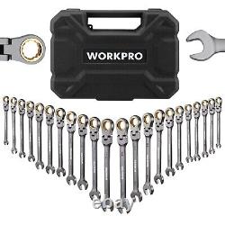 WORKPRO 22PC Ratcheting Wrench Set Combination Wrench with Organizer Box 72Teeth