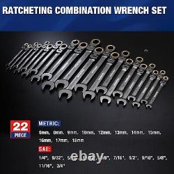 WORKPRO 22PC Ratcheting Wrench Set Combination Wrench with Organizer Box 72Teeth