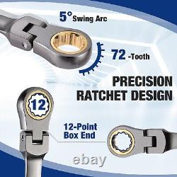 WORKPRO 22PC Ratcheting Wrench Set Combination Wrench with Organizer Box 72Teeth