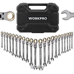 WORKPRO 22PC Regular/Flex-Head Ratcheting Combination Wrench Set withOrganizer Box