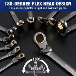 WORKPRO 22PC Regular/Flex-Head Ratcheting Combination Wrench Set withOrganizer Box
