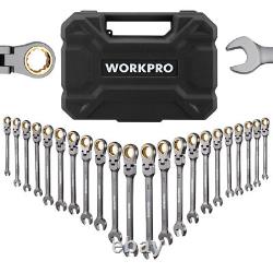WORKPRO 22-Piece Flex-Head Ratcheting Wrench Set Nickel Plating Metric & SAE