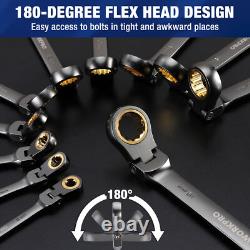 WORKPRO 22-Piece Flex-Head Ratcheting Wrench Set Nickel Plating Metric & SAE