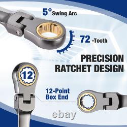 WORKPRO 22-Piece Flex-Head Ratcheting Wrench Set Nickel Plating Metric & SAE