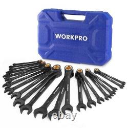WORKPRO 22-Piece Metric & SAE Ratcheting Wrench Set Ratchet Combination Wrench