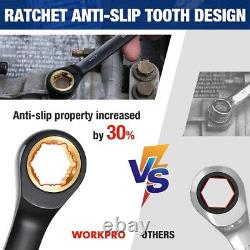 WORKPRO 22-Piece Metric & SAE Ratcheting Wrench Set Ratchet Combination Wrench