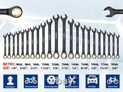 WORKPRO 22-Piece Metric & SAE Ratcheting Wrench Set Ratchet Combination Wrench