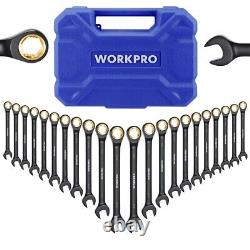 WORKPRO 22-Piece Metric & SAE Ratcheting Wrench Set Ratchet Combination Wrench