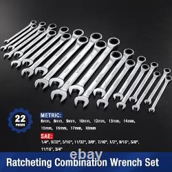 WORKPRO 22-Piece Ratcheting Combination Wrench Set, 72 Teeth, Combo Ratchet