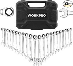 WORKPRO 22-Piece Ratcheting Combination Wrench Set, 72 Teeth, Combo Ratchet