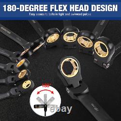 WORKPRO 22-piece Ratcheting Wrench Set with 180° Flex Head, Anti-Slip Tooth