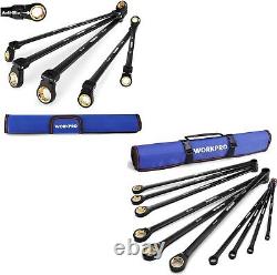 WORKPRO 5PCS Flex Head Extra Long Ratchet Wrench/10PCS Extra Long Ratchet Wrench