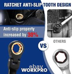 WORKPRO 5PCS Flex Head Extra Long Ratchet Wrench/10PCS Extra Long Ratchet Wrench