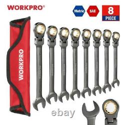 WORKPRO 8PC Wrench Set Flex-head Ratcheting Combination