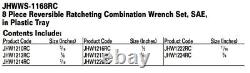 WS-1168RC 8-Piece Reversible Ratcheting Combination Wrench Set