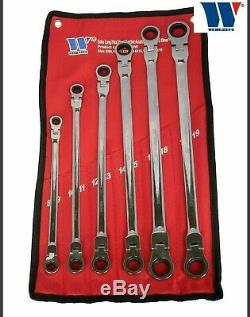 Welzh Werkzeug Extra Long Double Ended Flexi-Head Aviation Ratchet Spanner Set