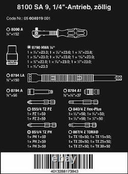 Wera 05004019001 8100 SA 9 Zyklop Speed Ratchet Set, 1/4 Drive, Imperial