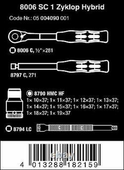 Wera 05004090001 8006 SC 1 Zyklop Hybrid Ratchet Set, 1/2 Drive, Metric