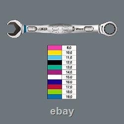Wera 05020012001 JOKER SAE Combo Wrench 8PC Set Color Code withWrench Rolls