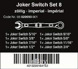 Wera 6001 Joker Switch Ratcheting Combination Wrench Set 8 Piece SAE 05020093001