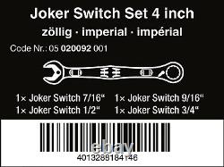 Wera 6001 Joker Switch Ratcheting Combination Wrench Set SAE 4 Piece 05020092001