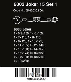 Wera 6003 Joker Combination Wrench Set 15 Piece Metric 05020302001