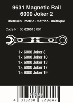 Wera 9631 Magnetic Rail 6000 Joker 2 Ratcheting Wrench Set Metric 05020015001