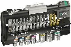 Wera Tool Check 1 SB Mini Bit Ratchet 1/4 Socket Wrench Metric Set 38 Pc