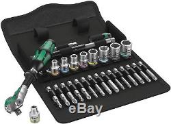 Wera Tool Ratchet Zyklop Speed 1/4 Drive Socket Wrenches Metric Bit Set 28 Pc