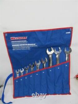 Westward 21YX93, 9 pc, Spline, Non-Slip, Reversible Ratcheting Wrench Set