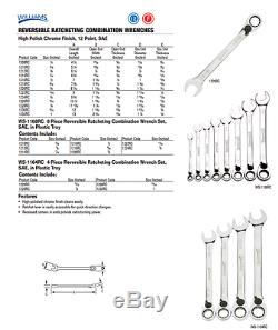 Williams Reversible Ratcheting Combination Wrench Set & individuals, SAE and Met