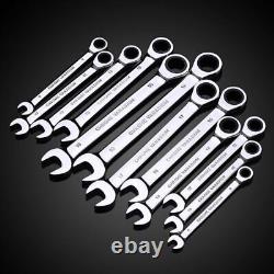 Wrench Metric Ratcheting Wrench Set Chrome Vanadium Steel 12-Point Spanner Set