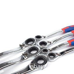 Wrench Ratcheting Set Spanner Ratchet Multifunctional Tool 7pcs Anti-Slip Handle