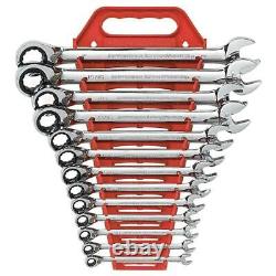 Wrench Tool Set Mechanic Reversible Combination Ratcheting SAE 72-Tooth 13 Piece