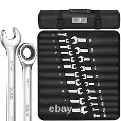 XJX 22PCS Ratcheting Combination Wrench Set 72 Teeth SAE 1/4to 3/4 and